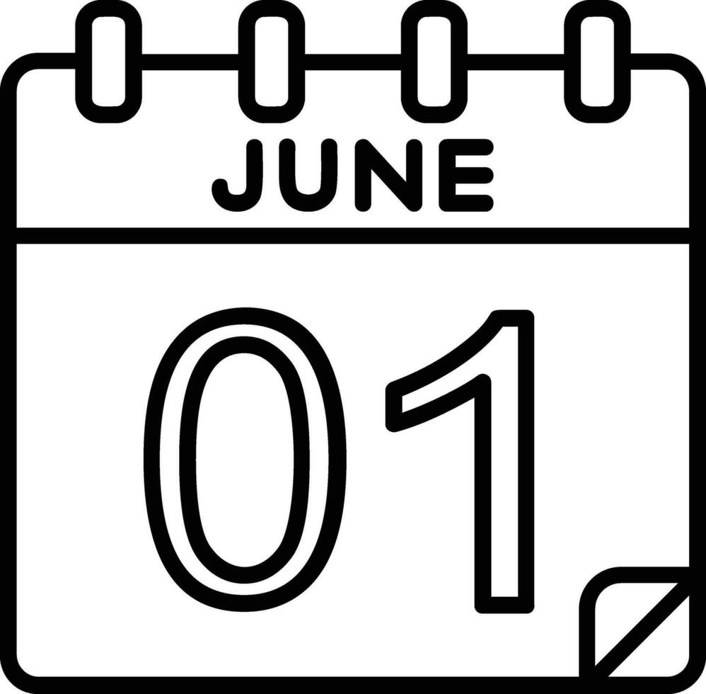 1 June Line Icon vector