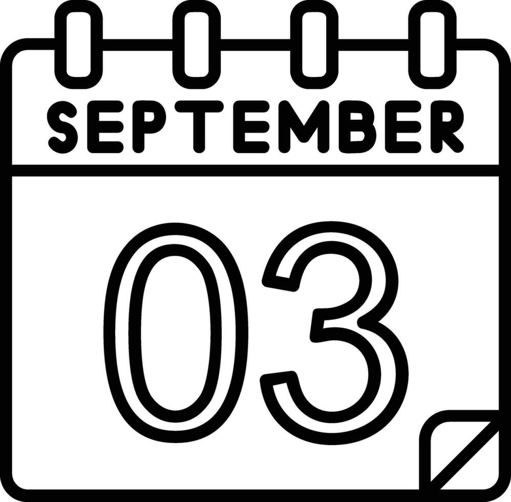 3 September Line Icon vector