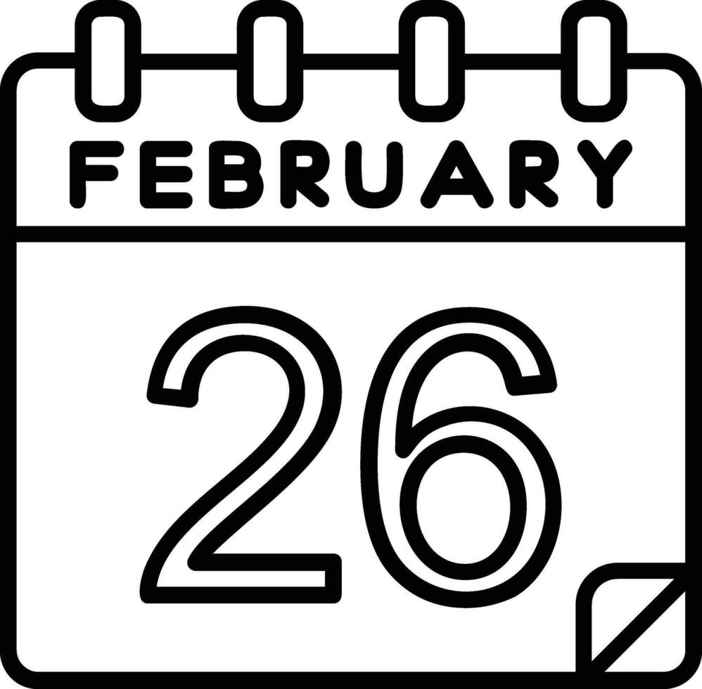 26 February Line Icon vector