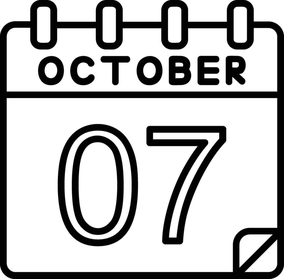 7 October Line Icon vector