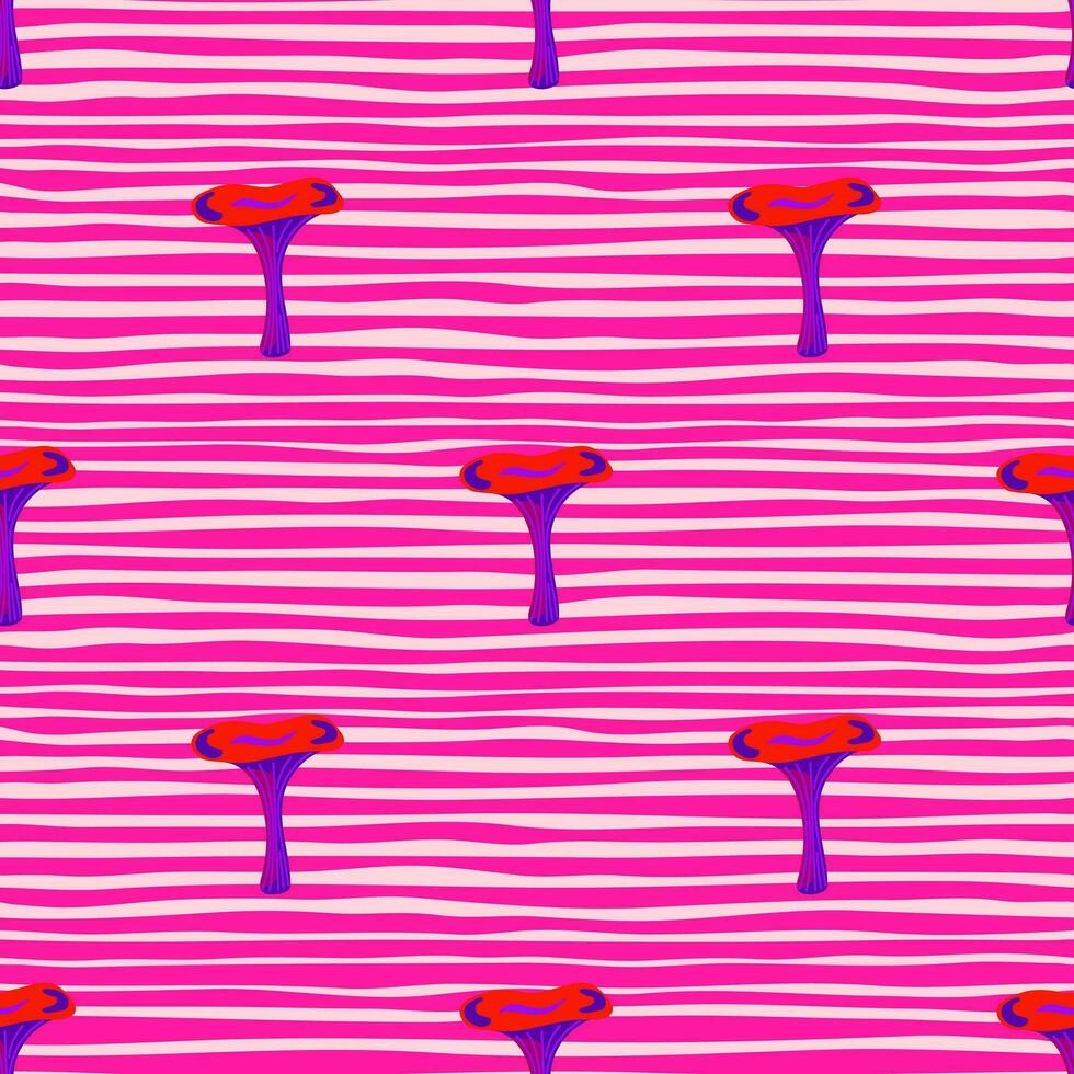 Toadstool mushrooms seamless pattern. Magical fly agaric wallpaper. vector