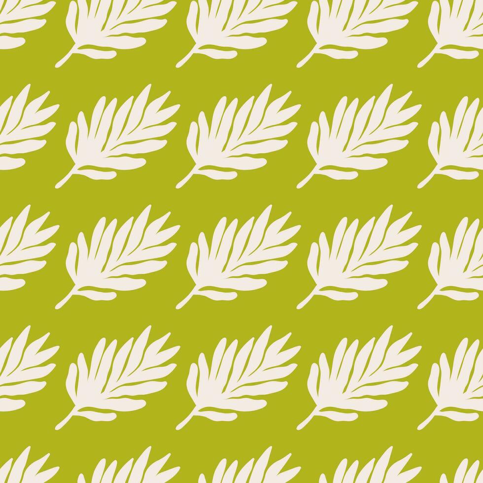 Tropical leaves seamless pattern. Floral backdrop. Matisse inspired decoration wallpaper. Simple organic shape background vector