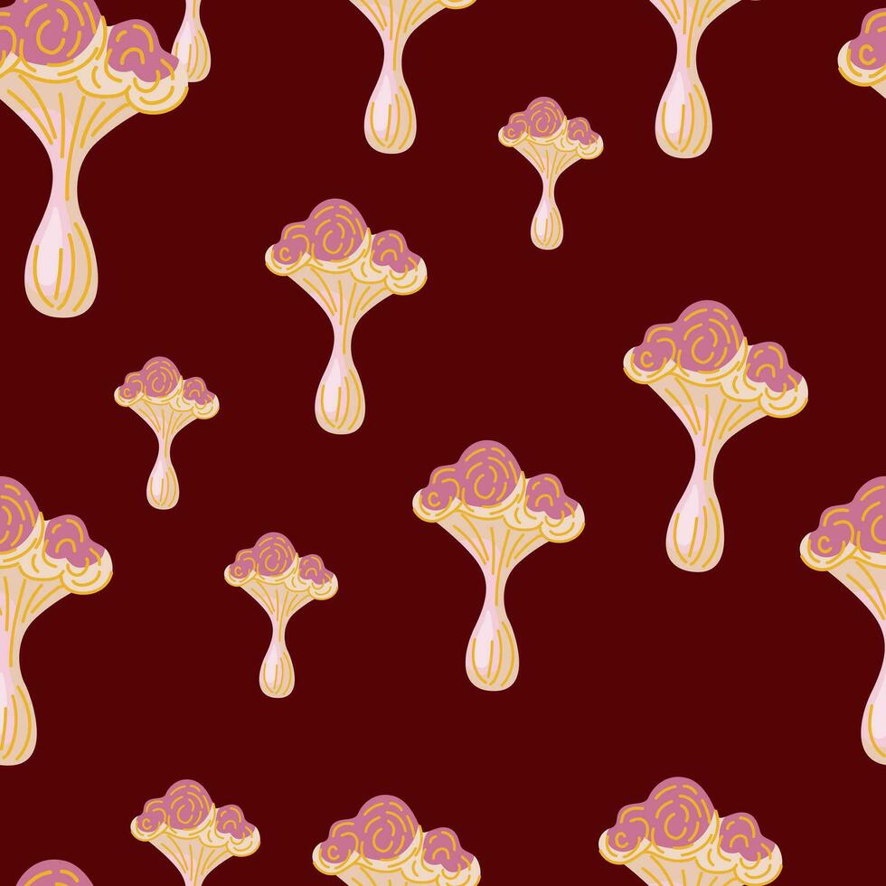 Simple psychedelic mushrooms seamless pattern. Magical fly agaric wallpaper. vector