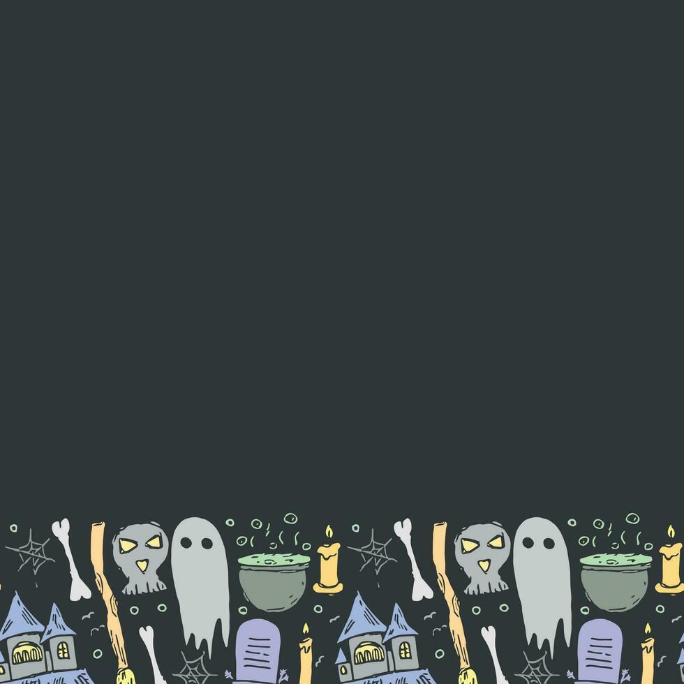 Halloween frame. Doodle Halloween background with place for text vector