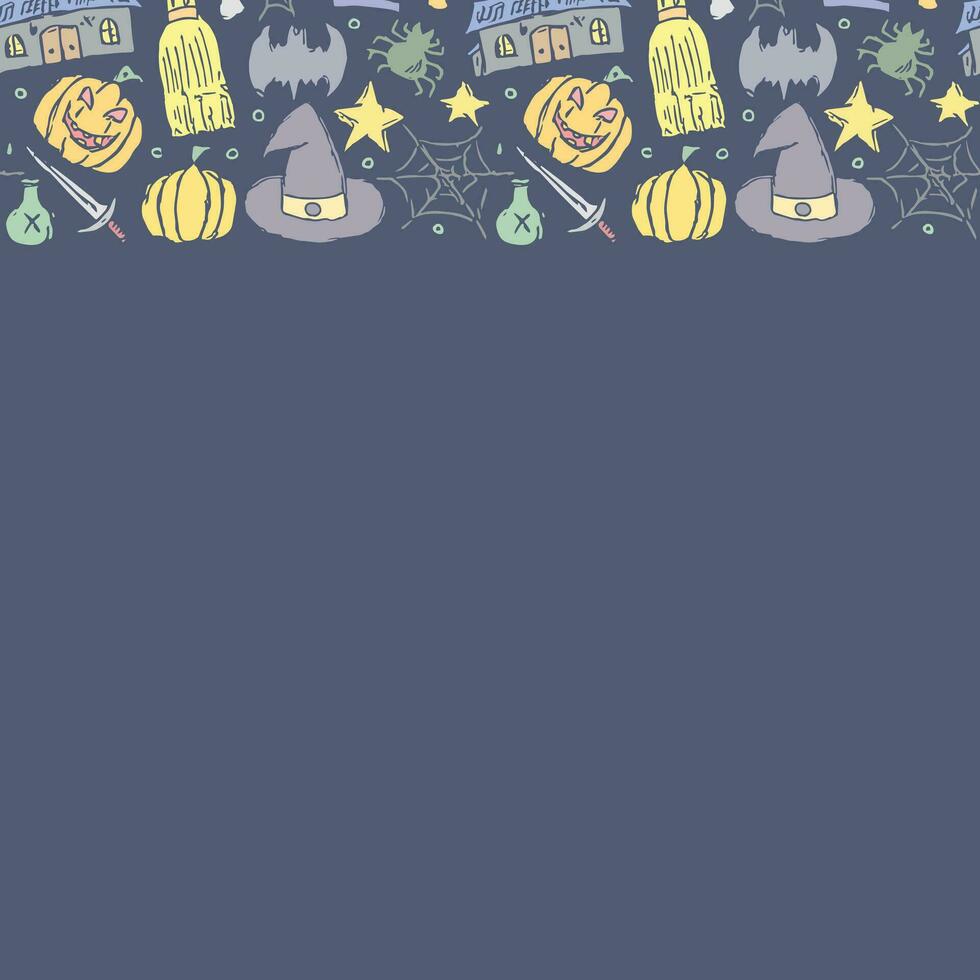 Halloween frame. Doodle Halloween background with place for text vector