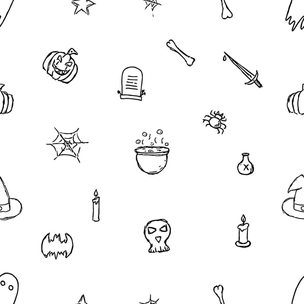 Seamless Halloween pattern. Doodle Halloween background vector