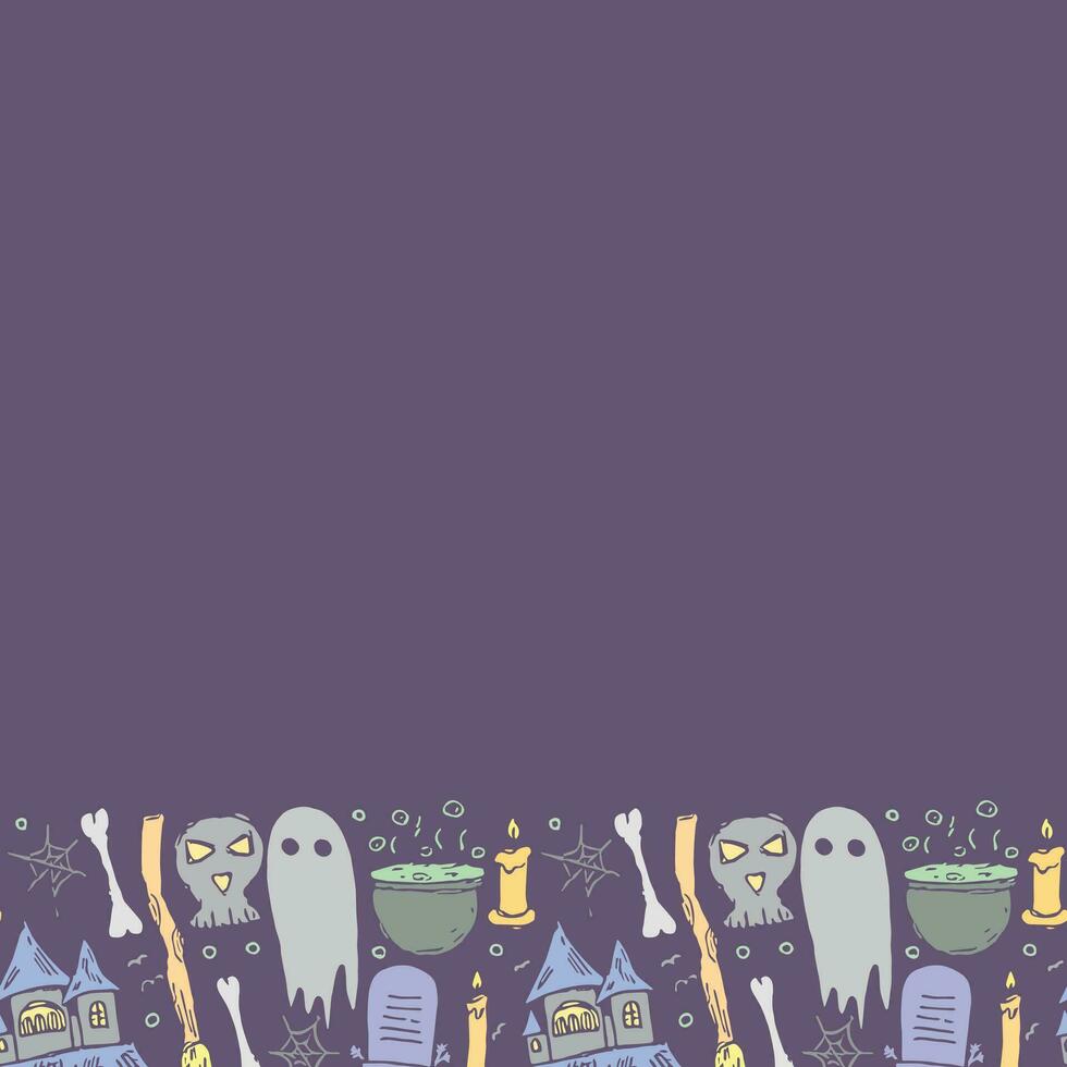 Halloween frame. Doodle Halloween background with place for text vector