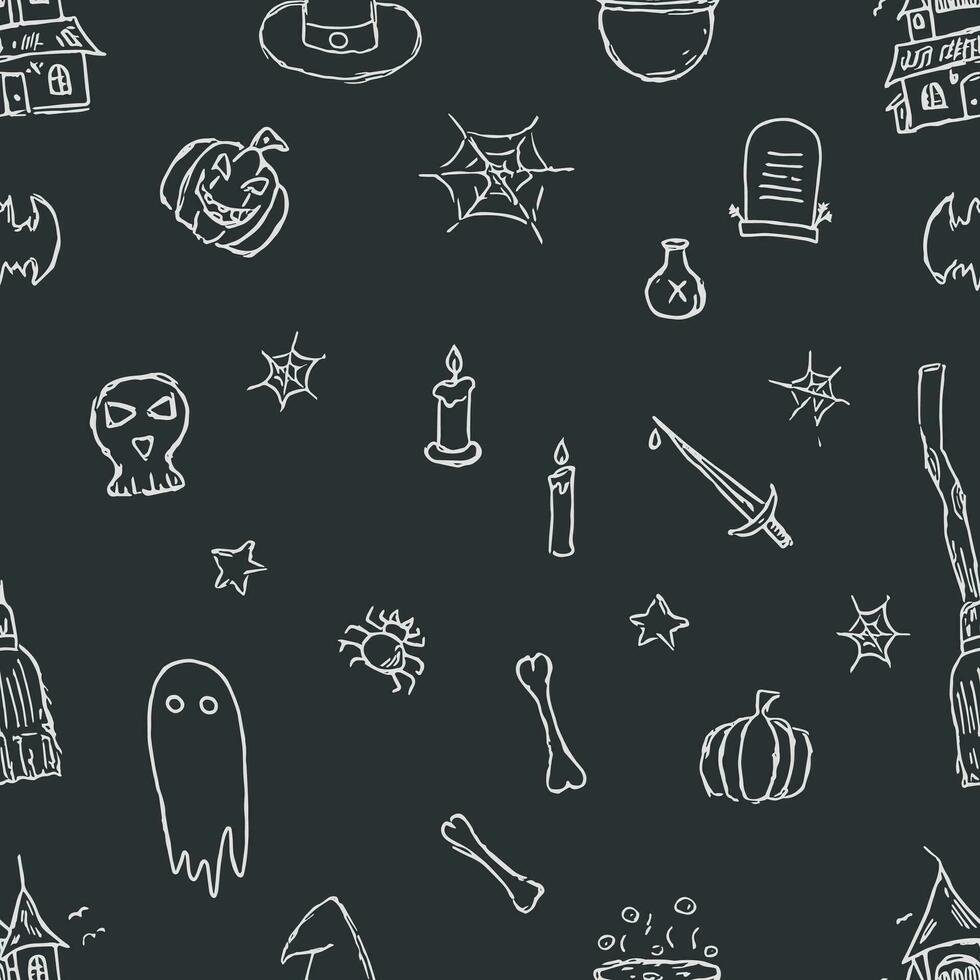 Seamless Halloween pattern. Doodle Halloween background vector