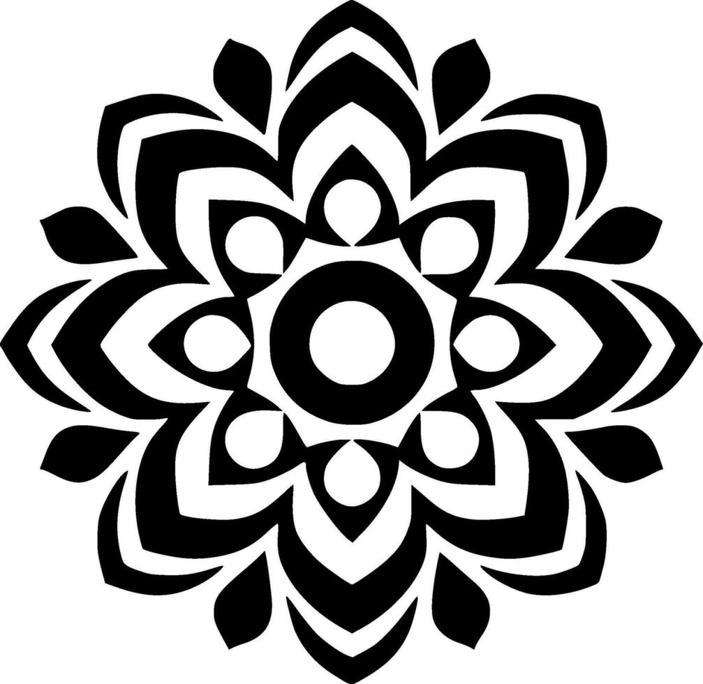 Mandala, Black and White Vector illustration