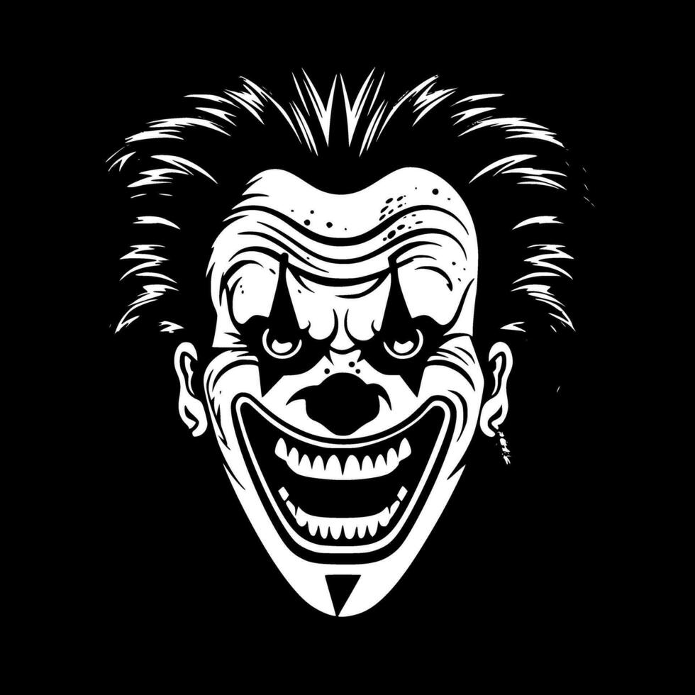 Clown, Black and White Vector illustration