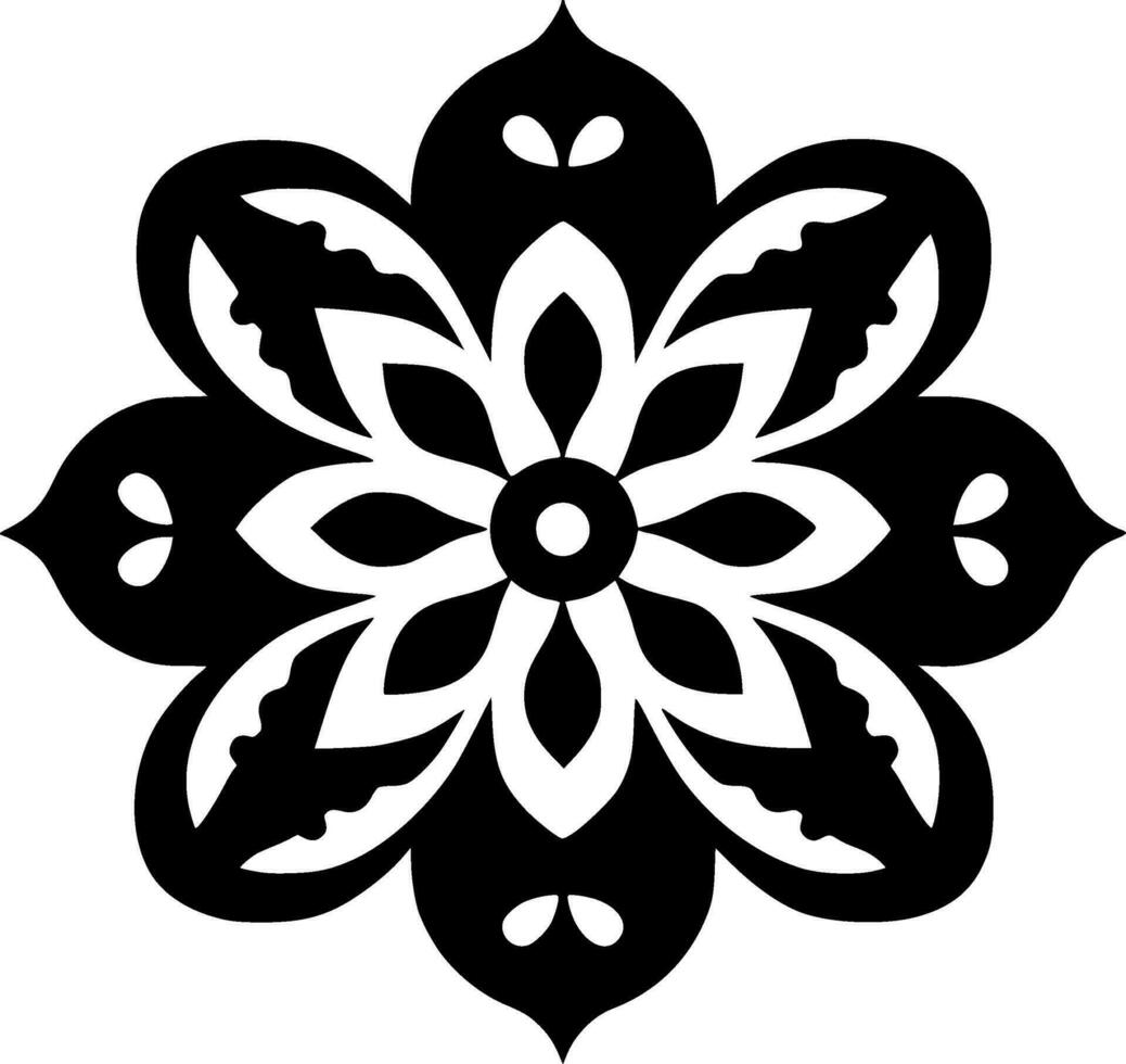 Mandala, Black and White Vector illustration