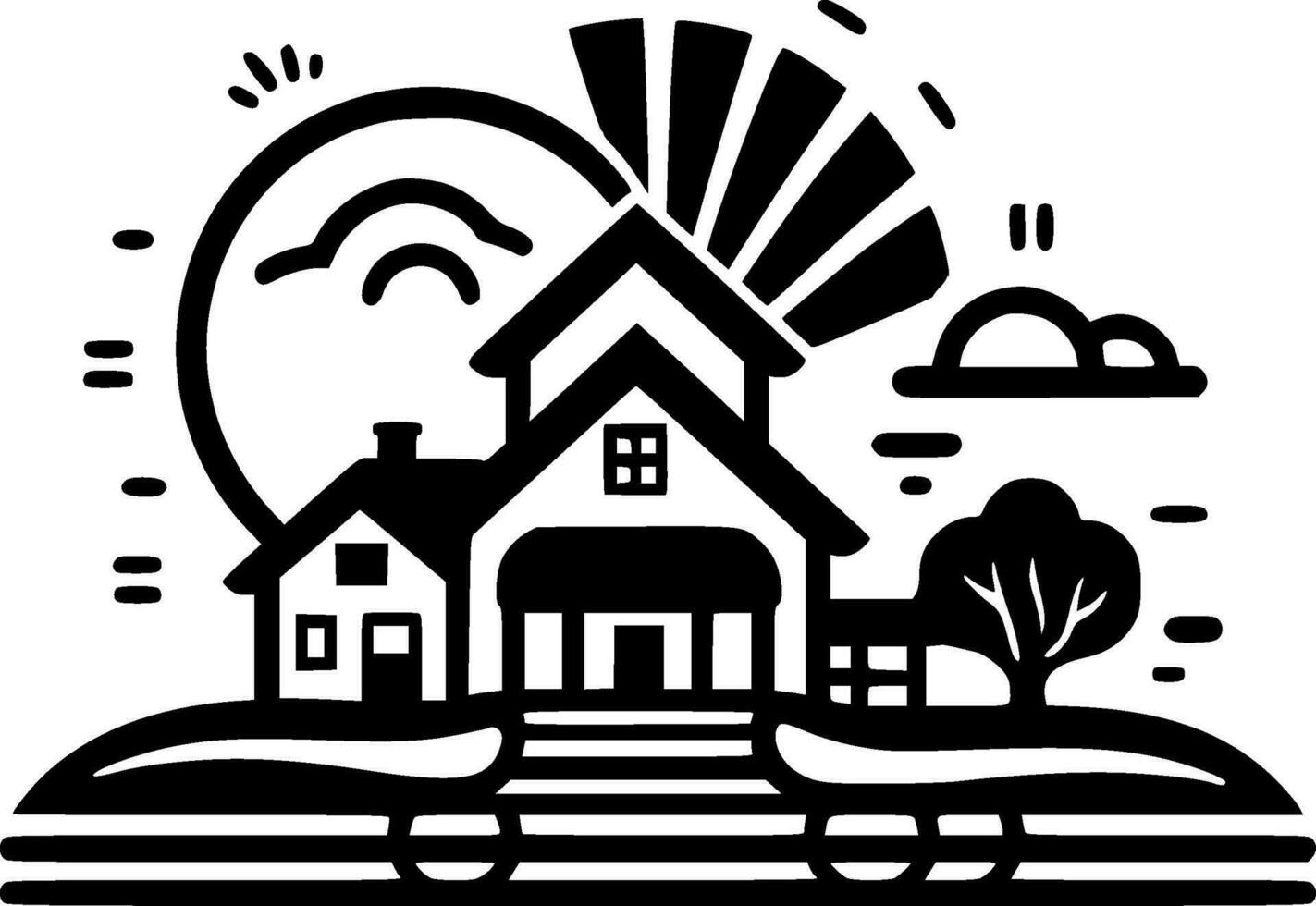 Farm, Minimalist and Simple Silhouette - Vector illustration