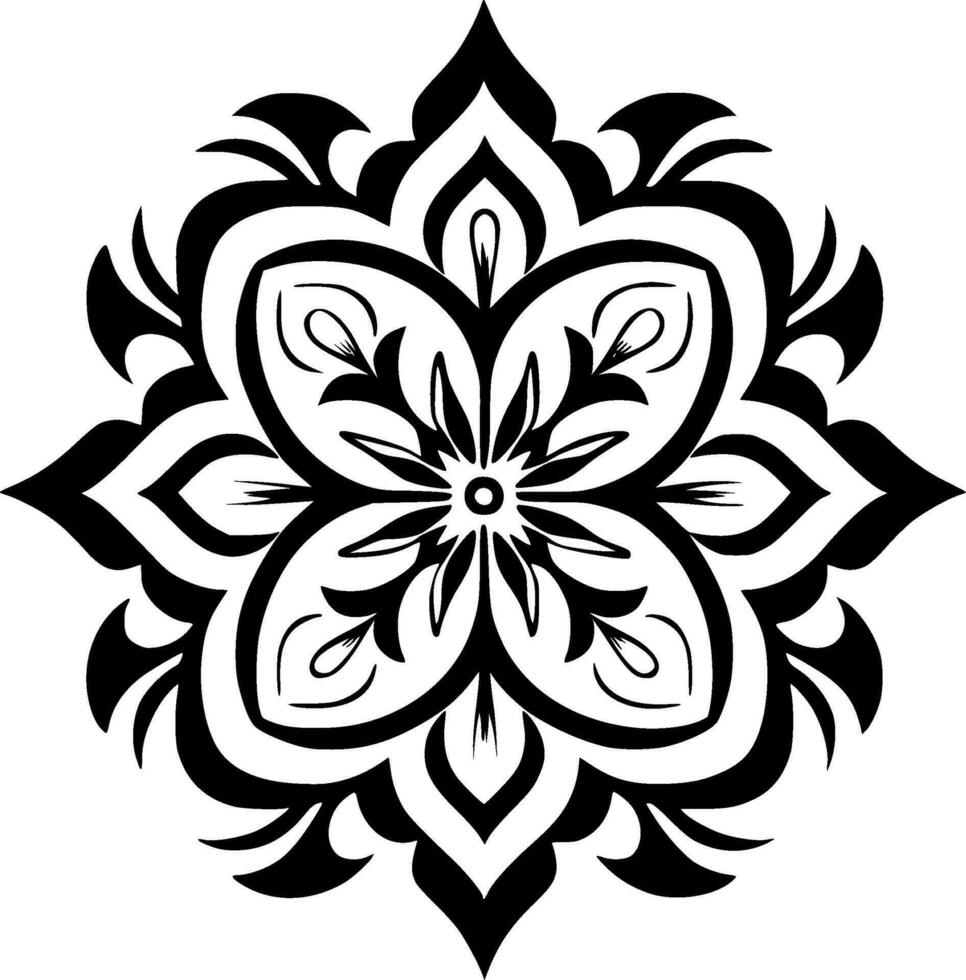 Mandala, Black and White Vector illustration