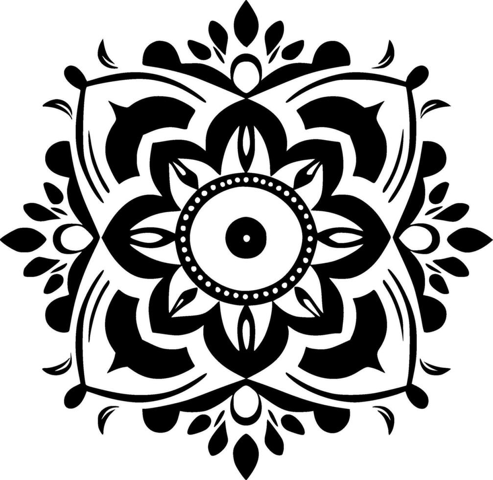 Mandala - Black and White Isolated Icon - Vector illustration