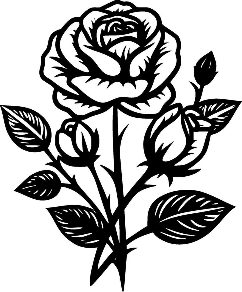 Roses, Black and White Vector illustration