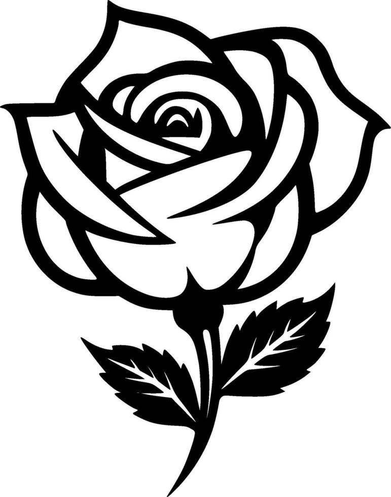 Rosa - negro y blanco aislado icono - vector ilustración