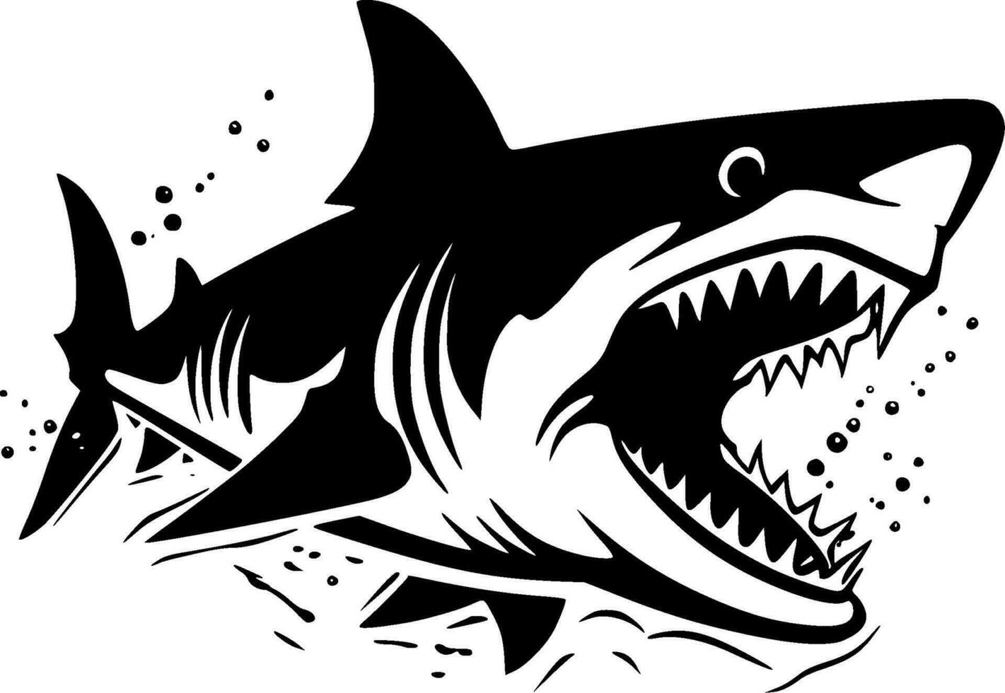 Shark, Black and White Vector illustration