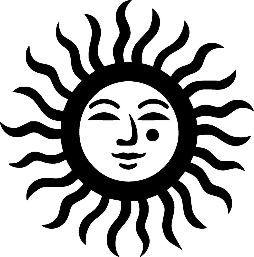 Sun, Black and White Vector illustration