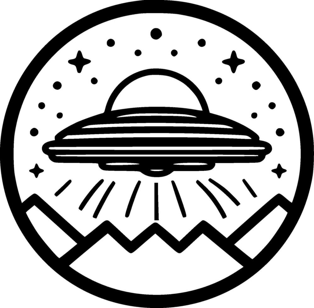 UFO, Black and White Vector illustration