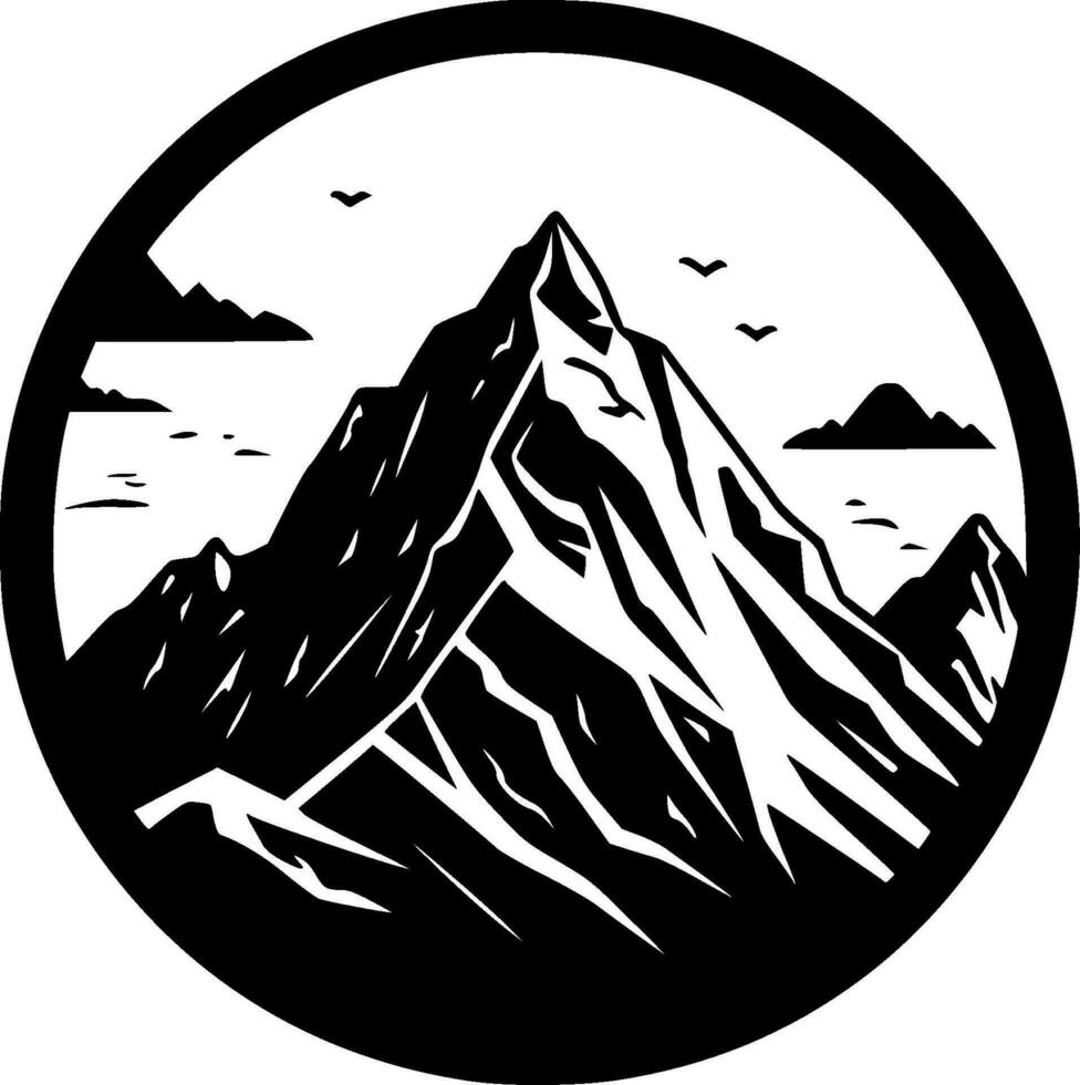 Mountain, Black and White Vector illustration