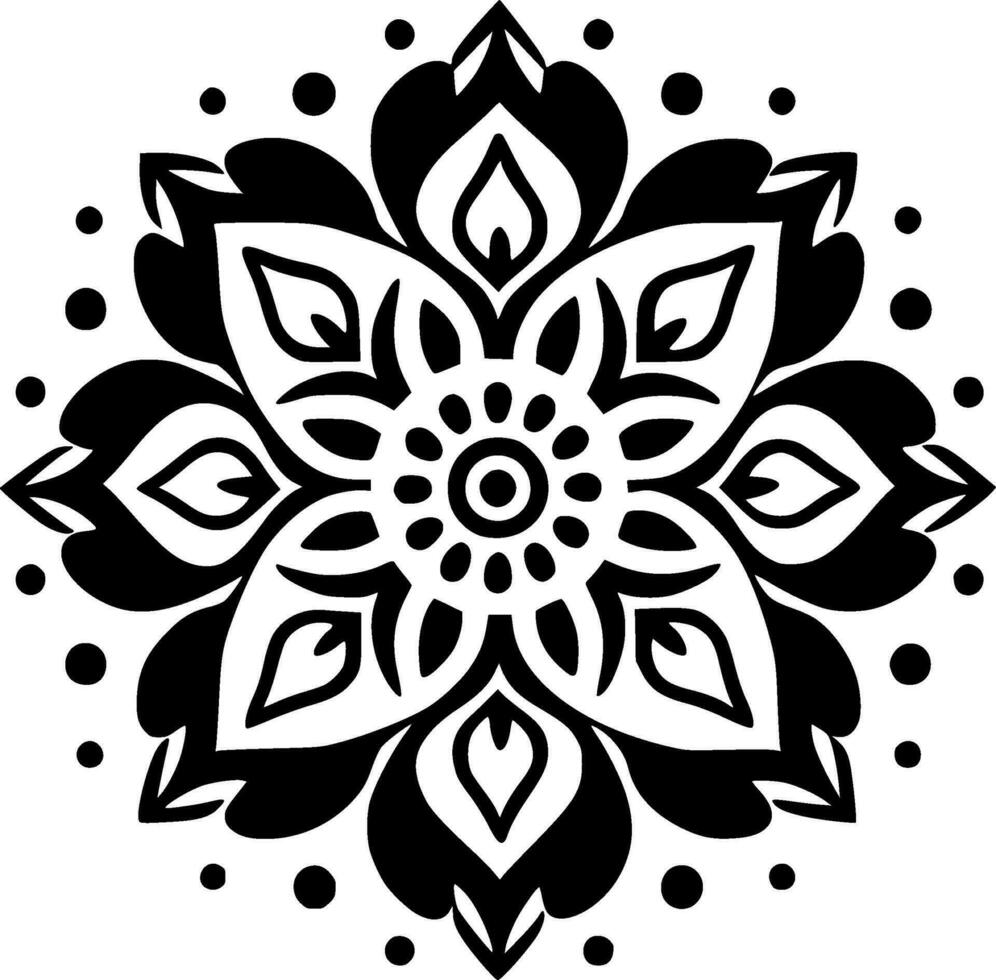 Mandala, Black and White Vector illustration