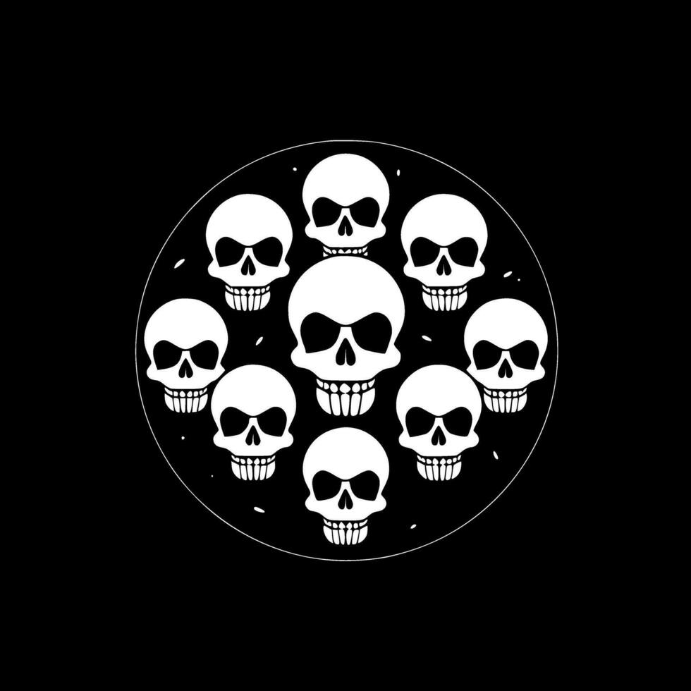 Skulls, Black and White Vector illustration