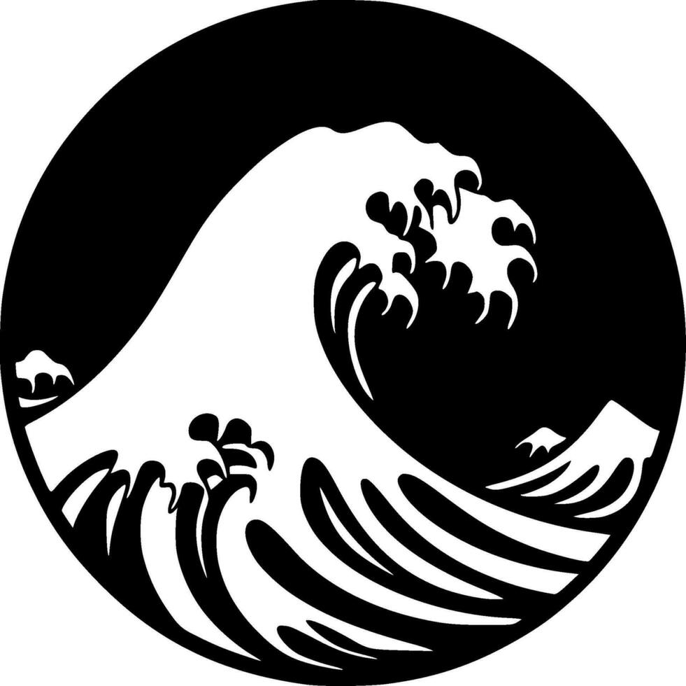 Wave, Black and White Vector illustration
