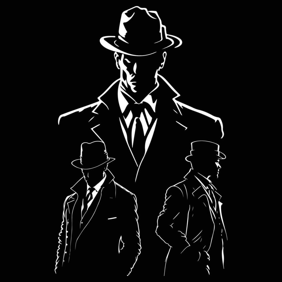 mafia silueta vector, detective silueta vector aislado en blanco antecedentes