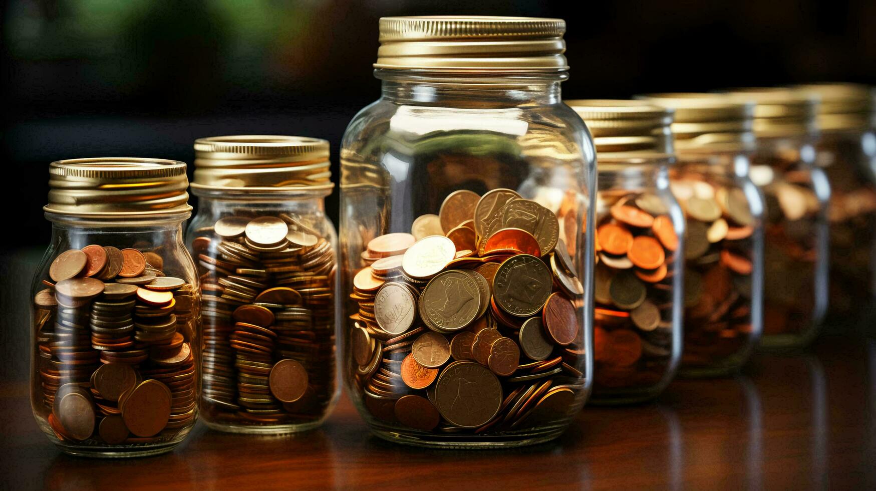 Glass jar with coins. Concept of finance economy investment and accumulation of money photo