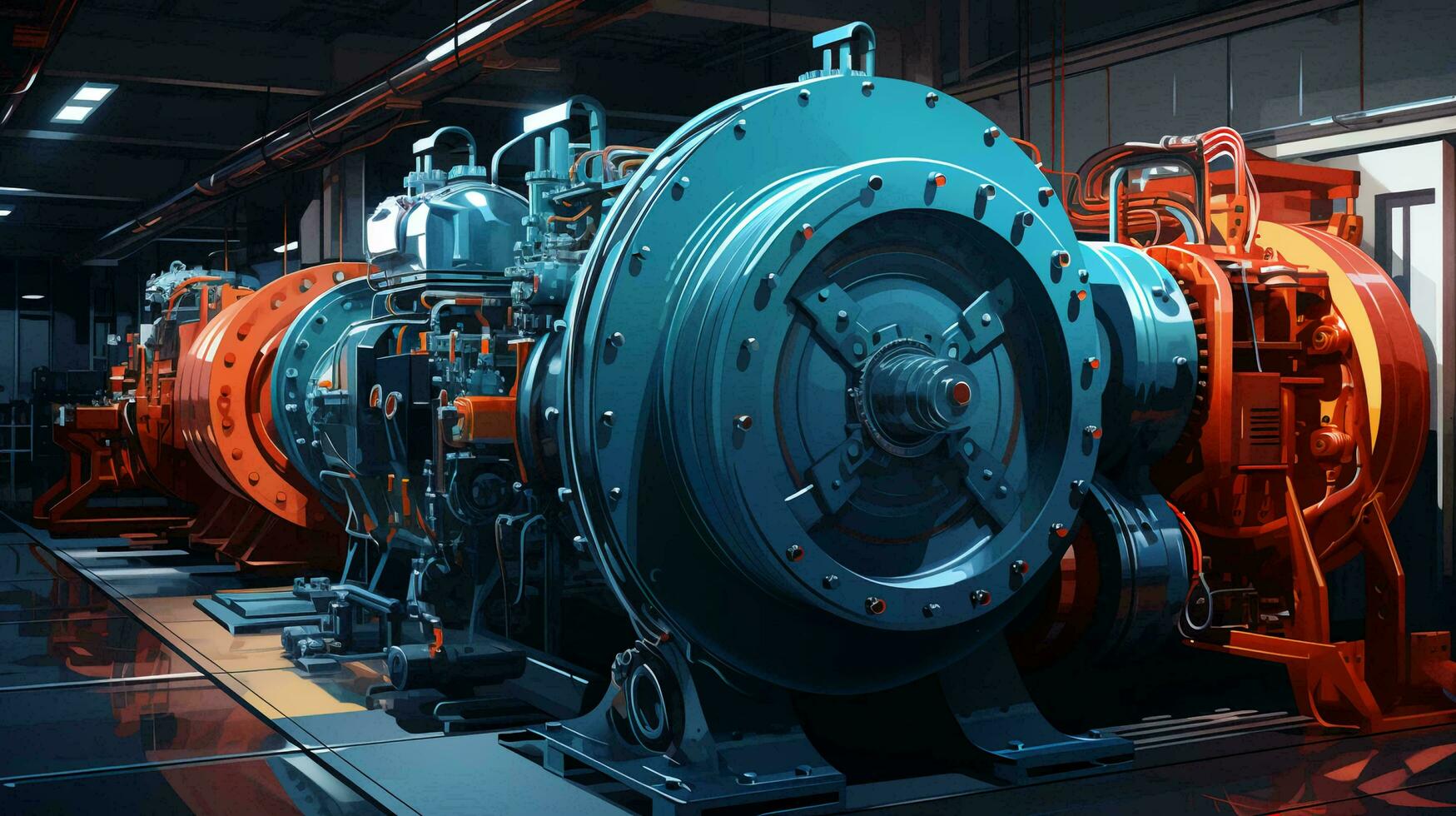 Liquid transfer pump with asynchronous electric motor, modern chemical industrial equipment in an oil refinery petrochemical plant. AI generated photo