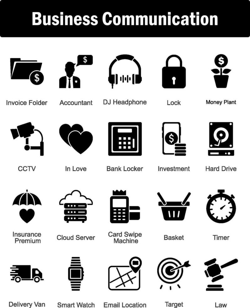 A set of 20 Mix icons as invoice folder, accountant, dj headphone vector