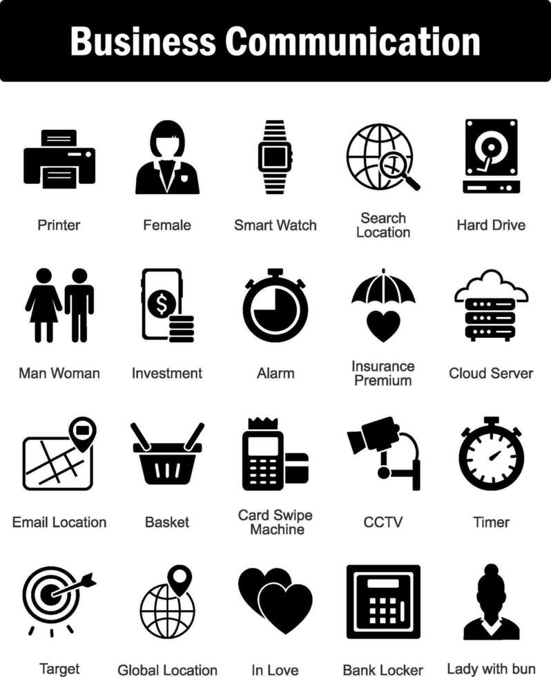 A set of 20 Mix icons as Printer, female, smart watch vector
