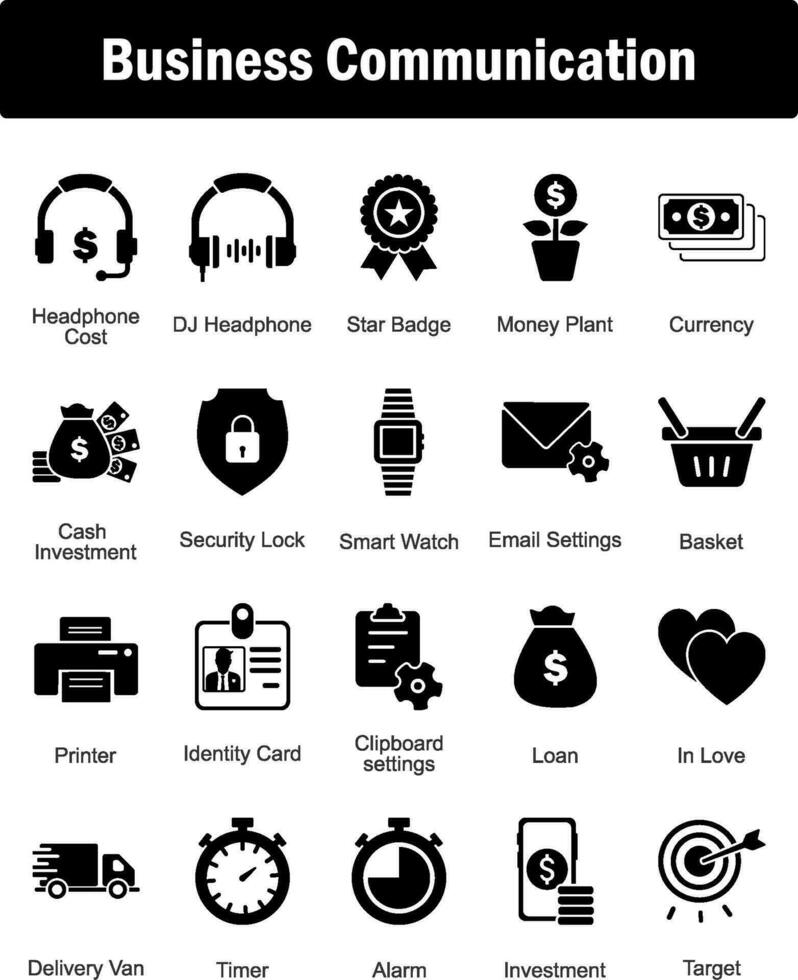 A set of 20 Mix icons as headphone cost, dj headphone, star badge vector