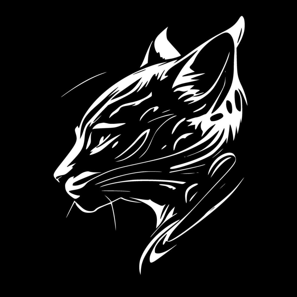 gato montés - negro y blanco aislado icono - vector ilustración