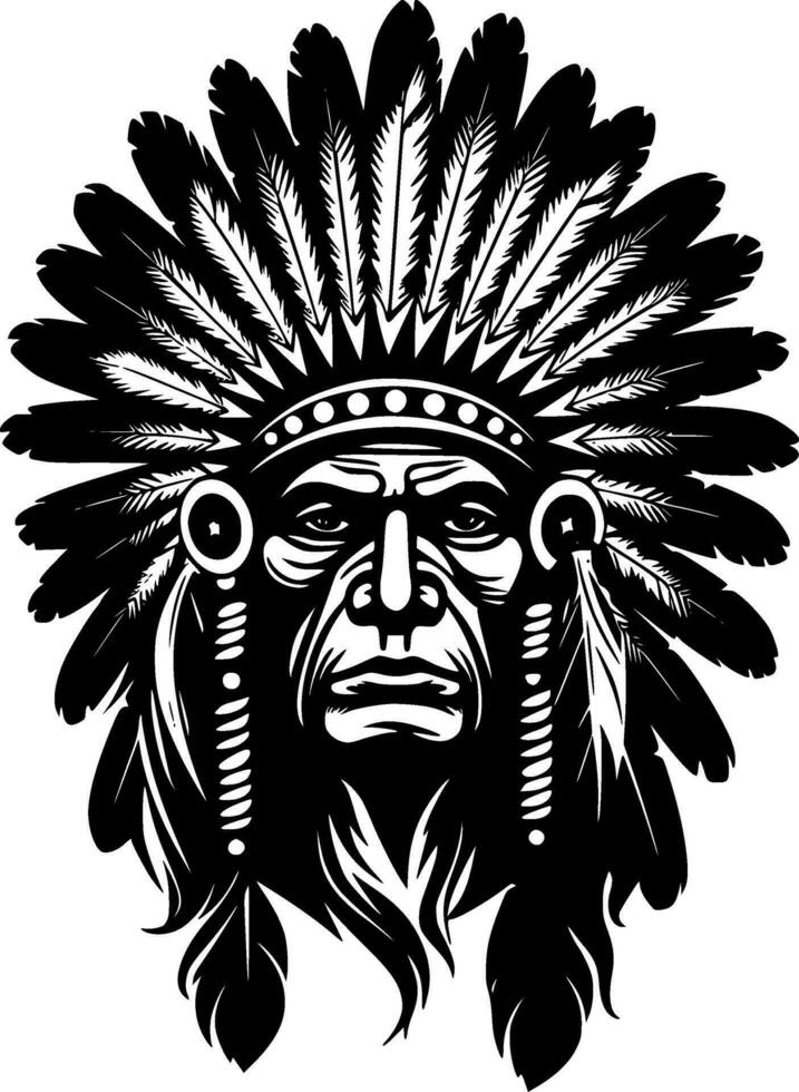 Indian Chief - Minimalist and Flat Logo - Vector illustration