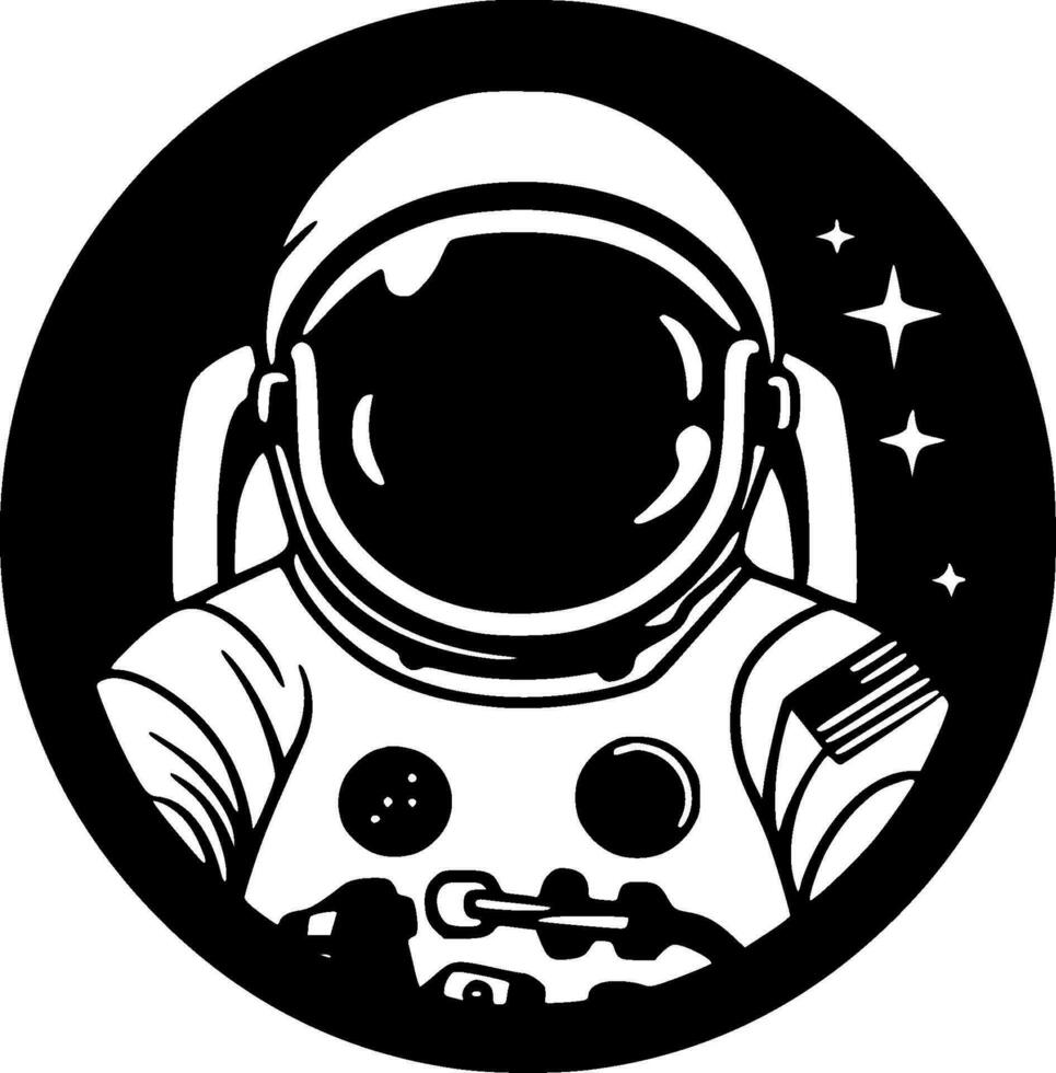 Astronaut - Black and White Isolated Icon - Vector illustration