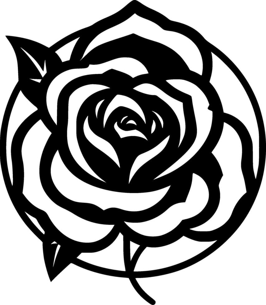 Rose - Black and White Isolated Icon - Vector illustration
