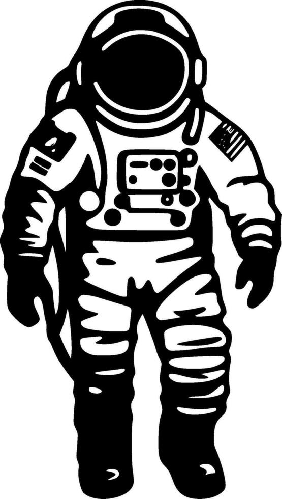 astronauta, negro y blanco vector ilustración