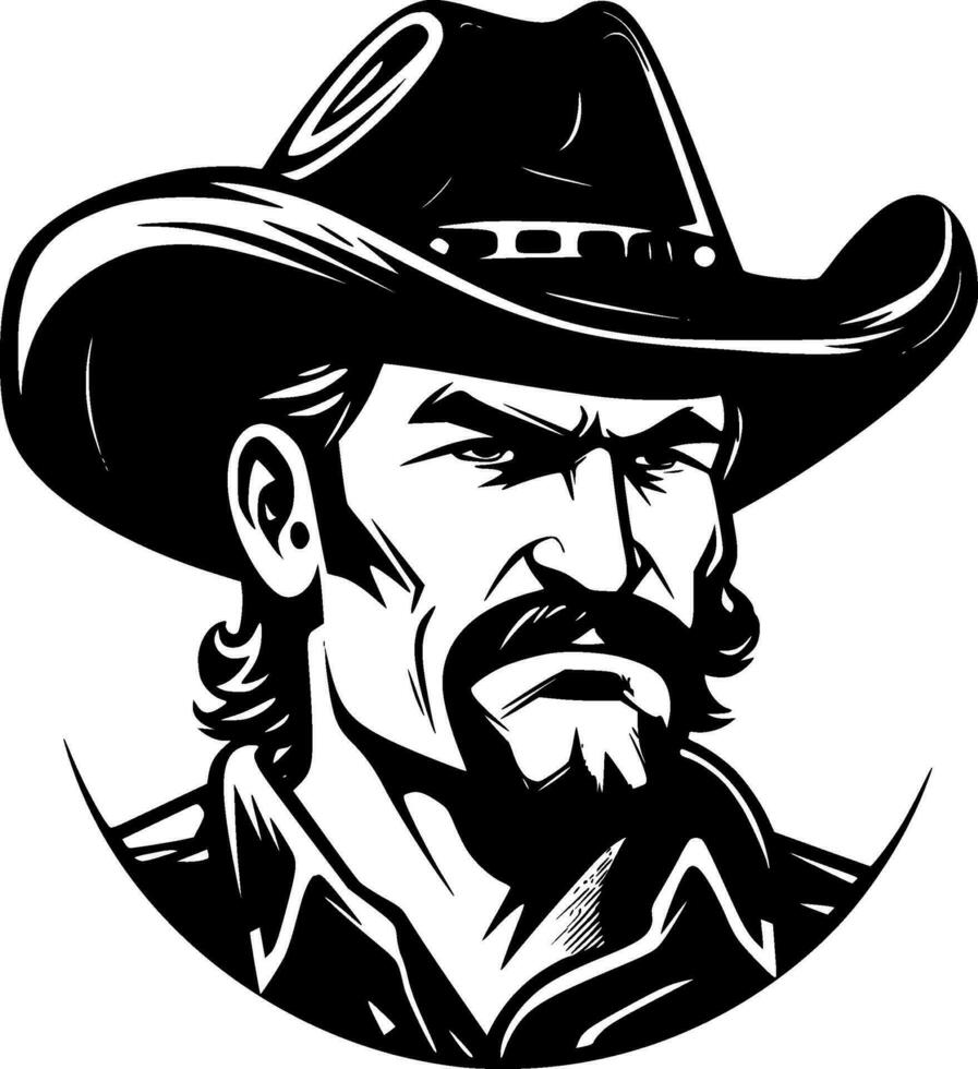 vaquero, negro y blanco vector ilustración