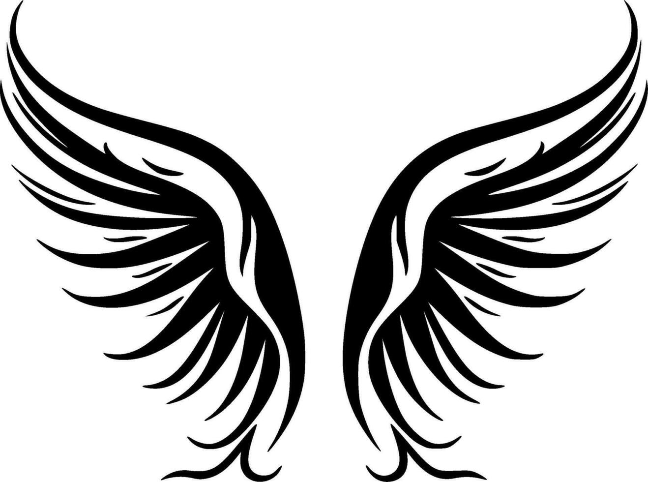 Wings, Black and White Vector illustration