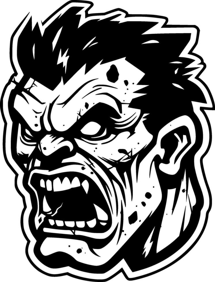 Zombie, Black and White Vector illustration