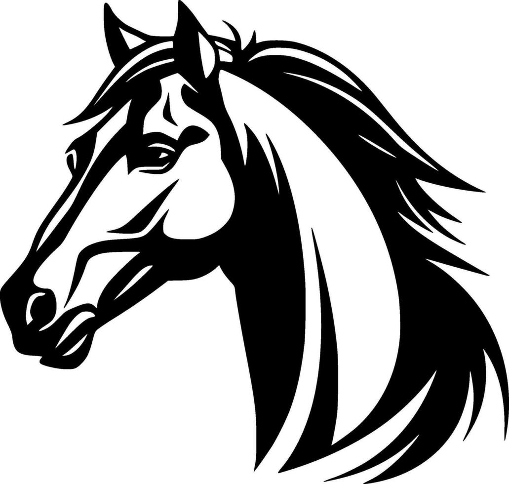 Horse, Black and White Vector illustration