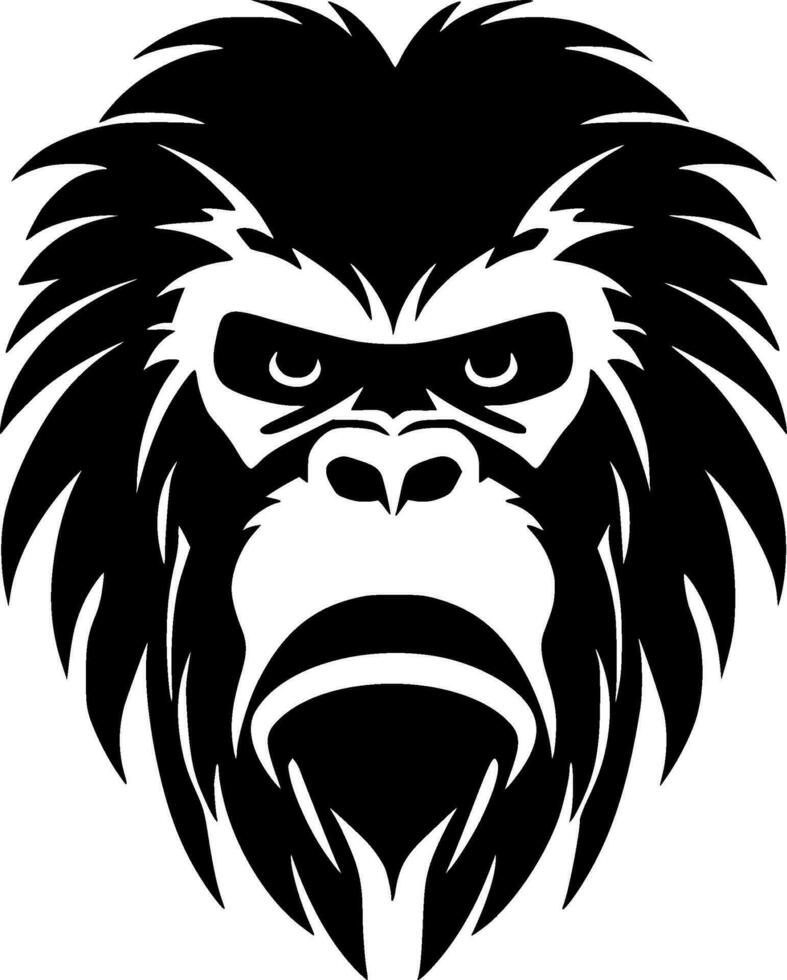 Gorilla, Black and White Vector illustration
