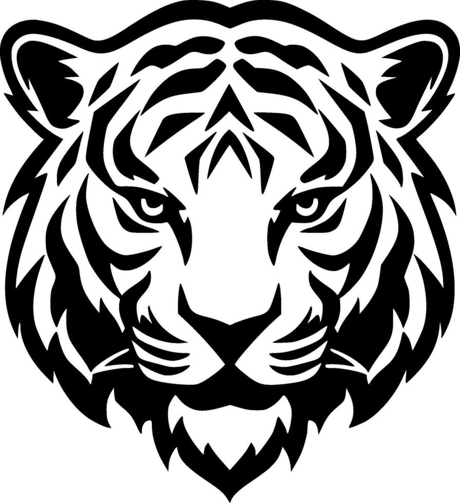 Tigre - negro y blanco aislado icono - vector ilustración