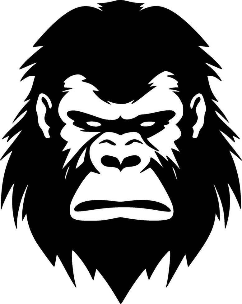 Gorilla, Black and White Vector illustration