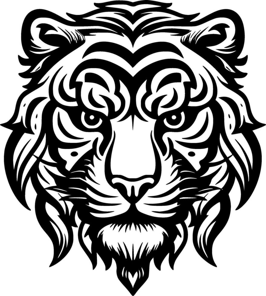 Tigre - negro y blanco aislado icono - vector ilustración