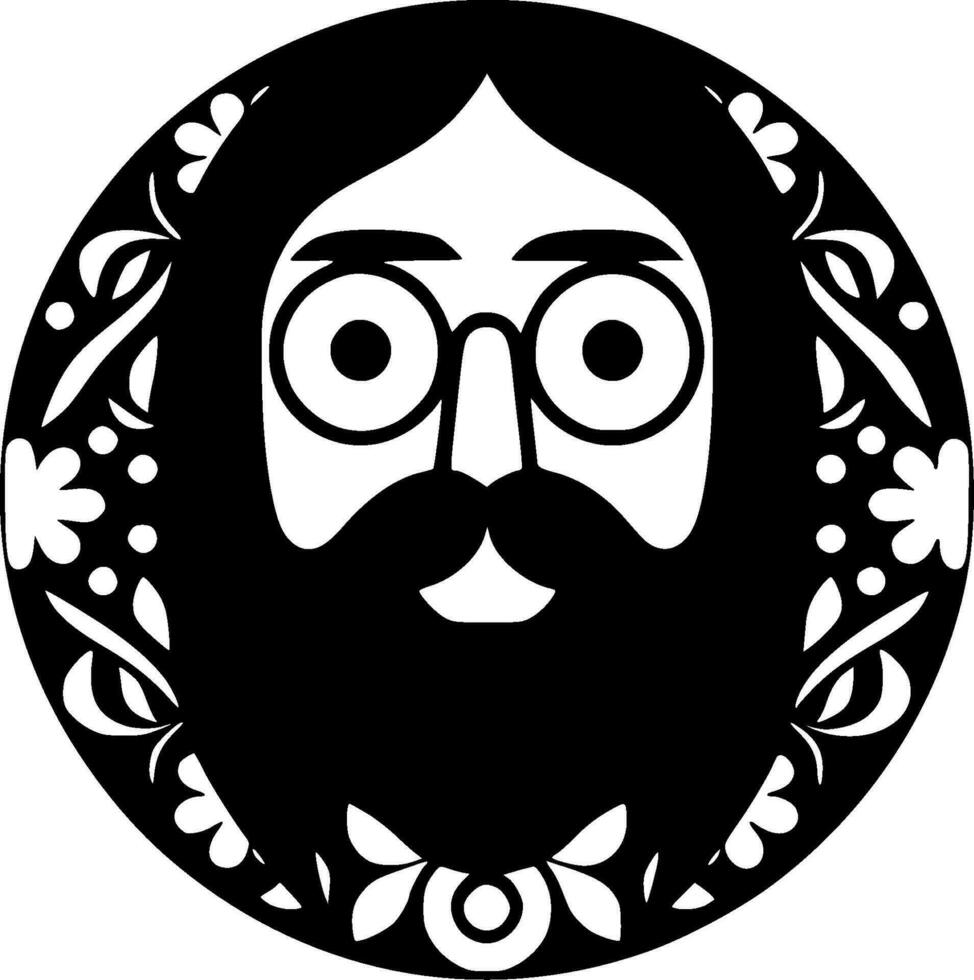 hippie - negro y blanco aislado icono - vector ilustración