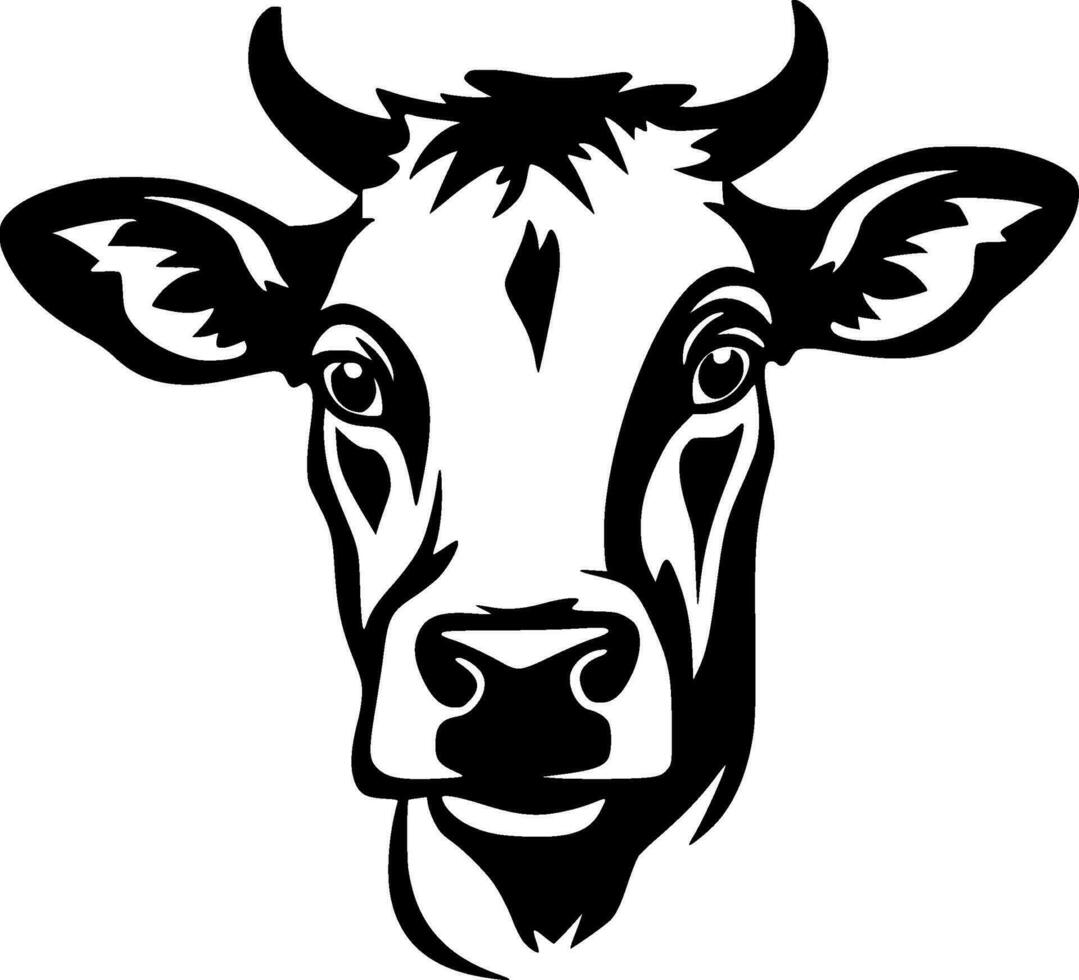vaca - negro y blanco aislado icono - vector ilustración