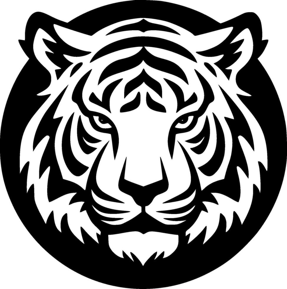 Tiger, Black and White Vector illustration