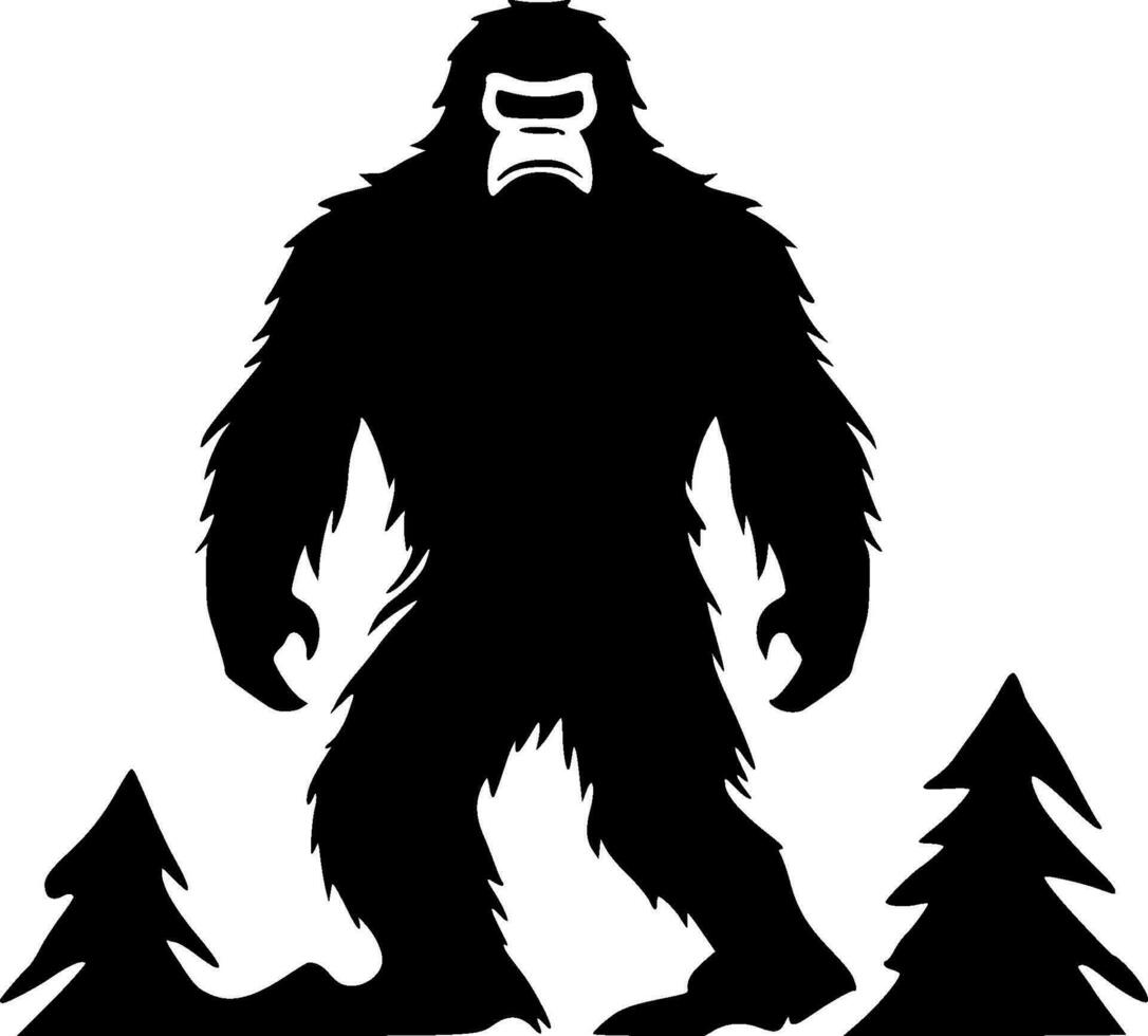 Bigfoot, Black and White Vector illustration